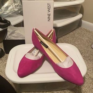 Nine West Speakup Flats, Dk Pink Suede, W 8.5